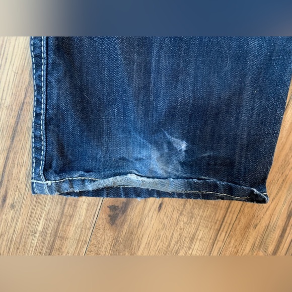 MEK Distressed Denim with Leather Back Pockets Size 36/34 - Picture 5 of 10